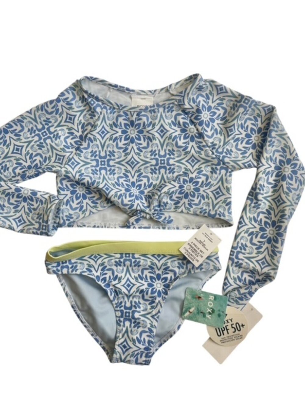 NEW Roxy 2 Pc Girl's Size 7 Rash Guard Swim